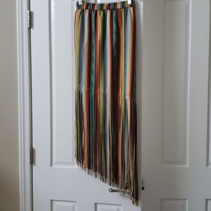 Western faux suede asymmetrical fringed skirt